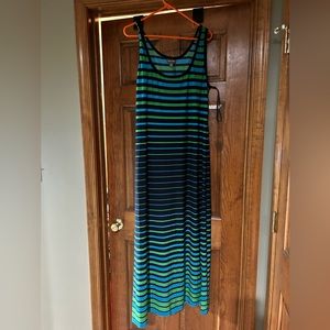 Blue, Green and Navy sleeveless Maxi Dress.